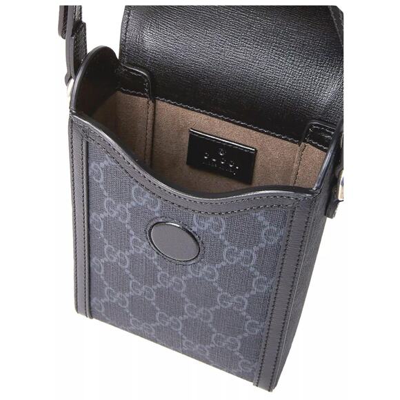 GUCCI GG Retro Mini Crossbody Bag with Interlocking G Black Logo Canvas NEW - Picture 2 of 12